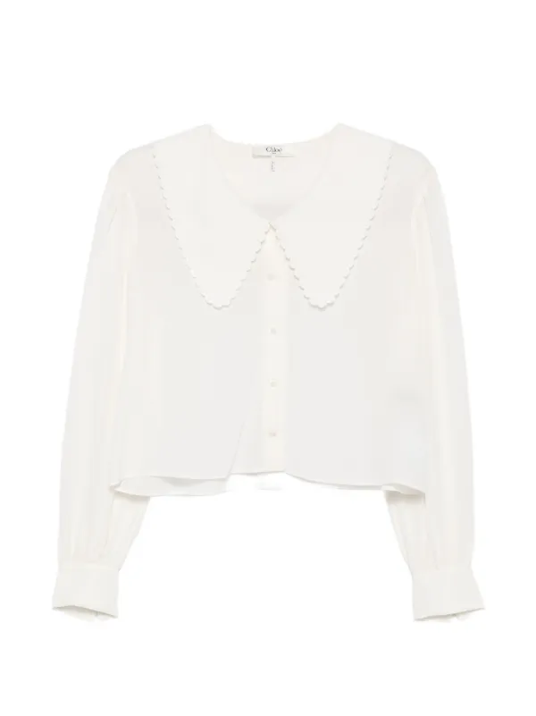 Chloé Puff-sleeve Blouse in Crêpe De Chine in White