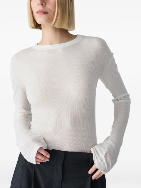 Vera Wang ribbed long-sleeve cotton T-shirt
