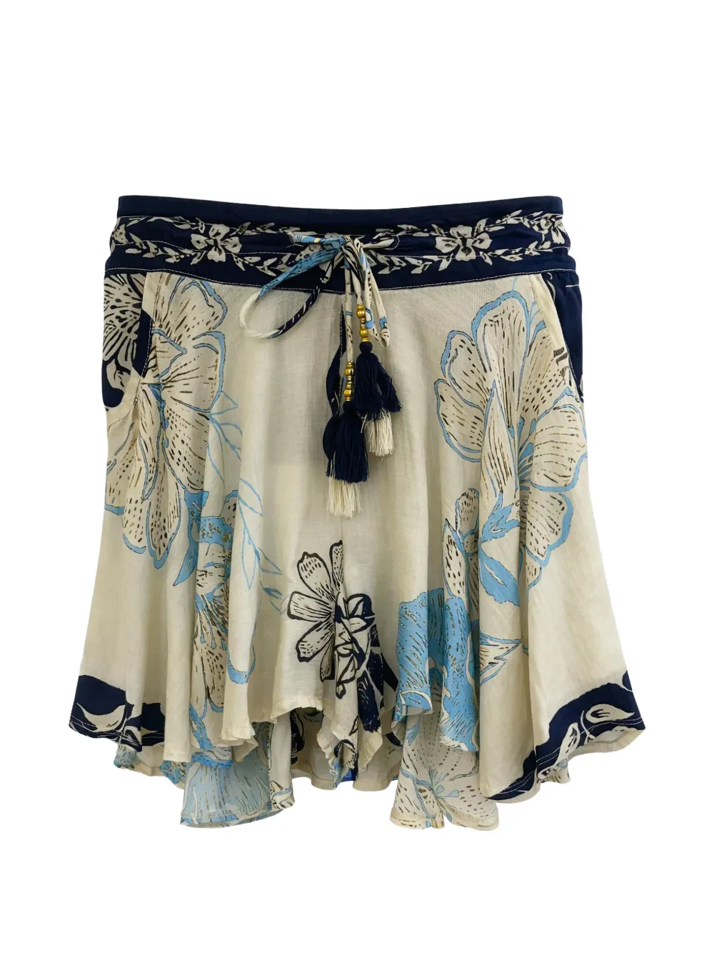 PAHIESA FORMENTERA floral-print tassel-detail shorts - Toni neutri