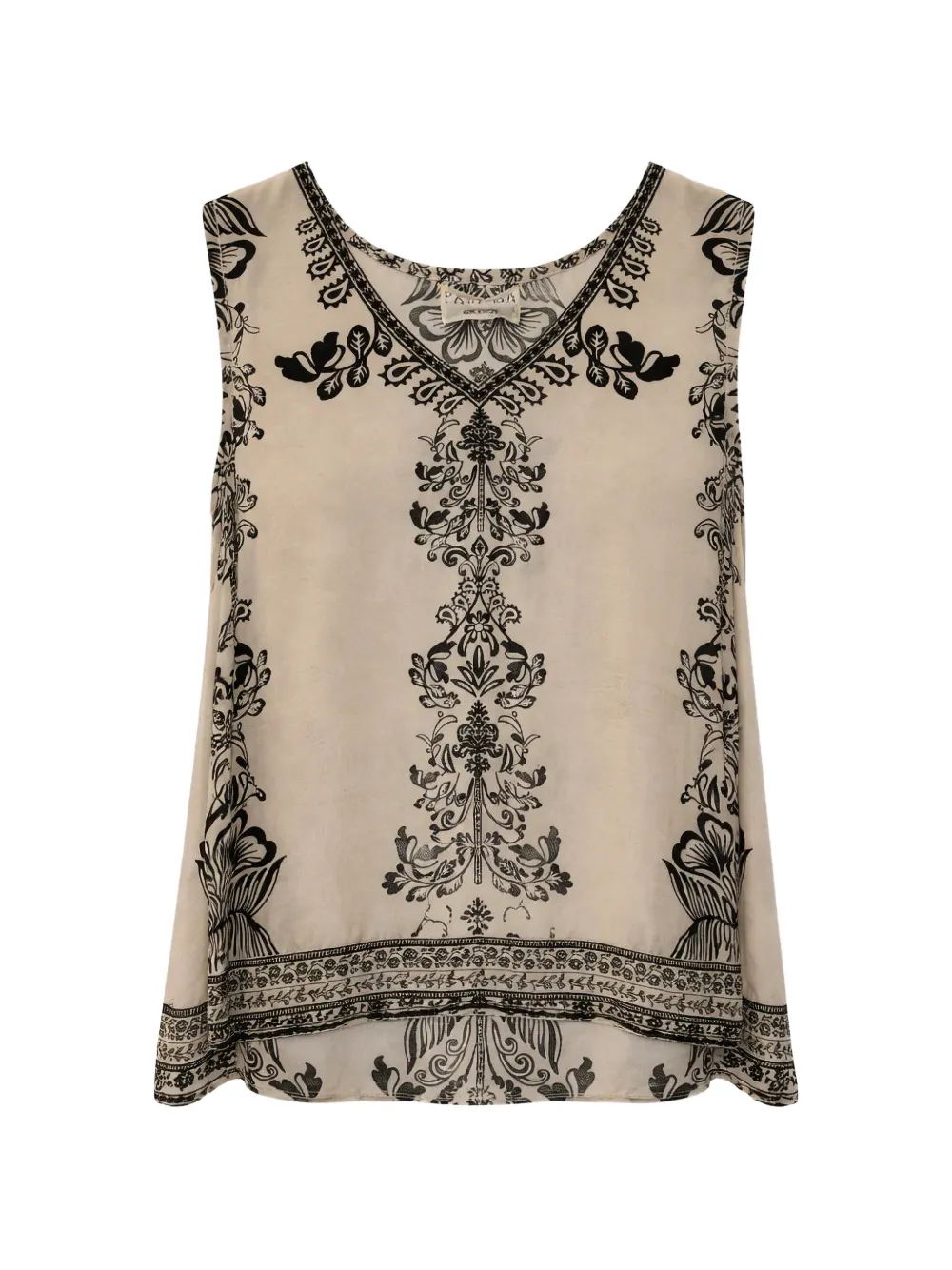 PAHIESA FORMENTERA floral-print V-neck top - Nude