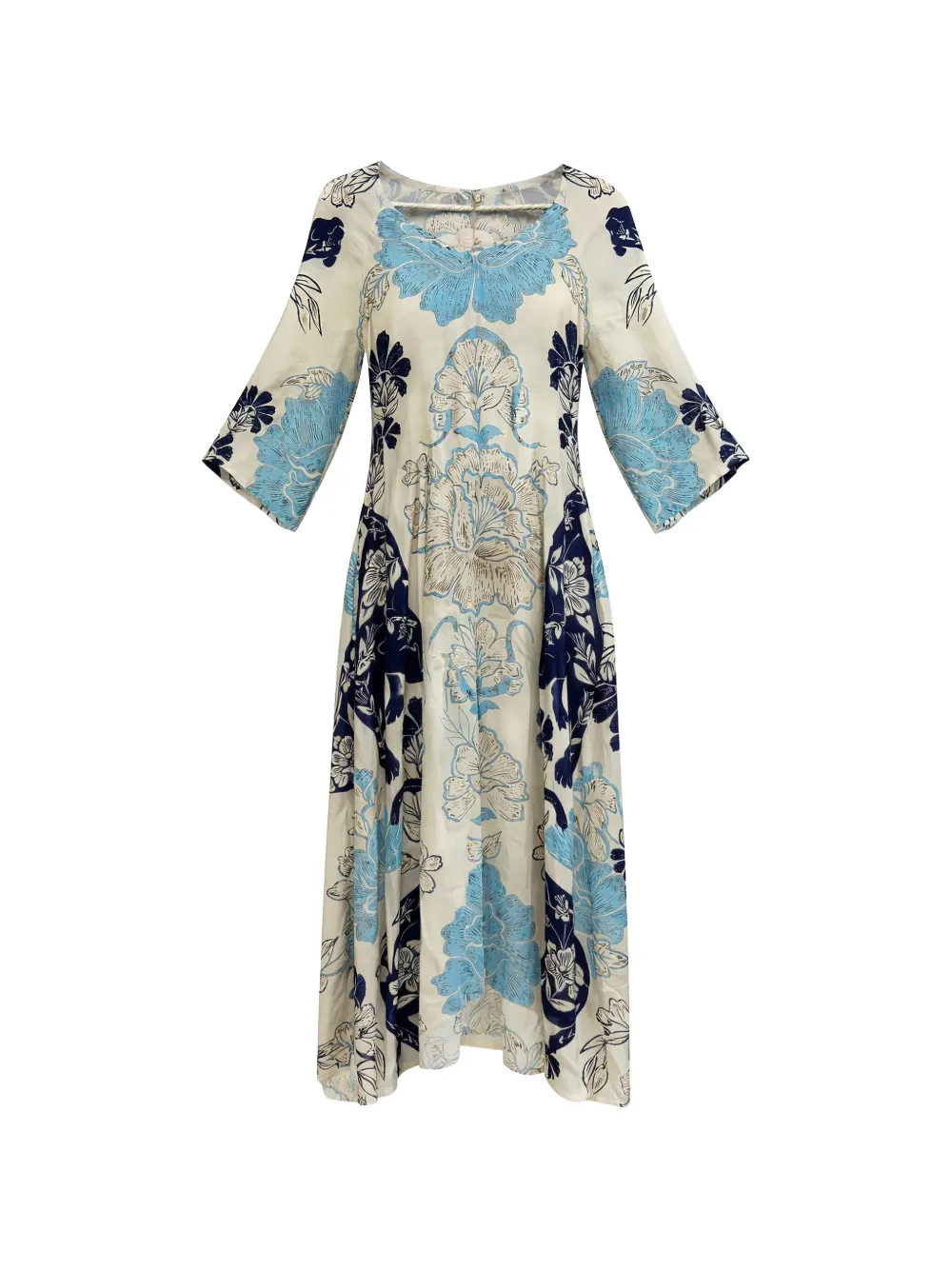 PAHIESA FORMENTERA floral-print belted midi dress - Nude