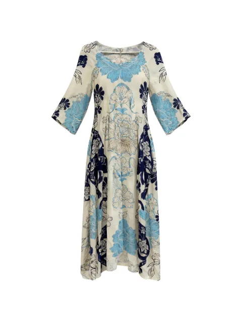  PAHIESA FORMENTERA vestido midi con cinturón y estampado floral