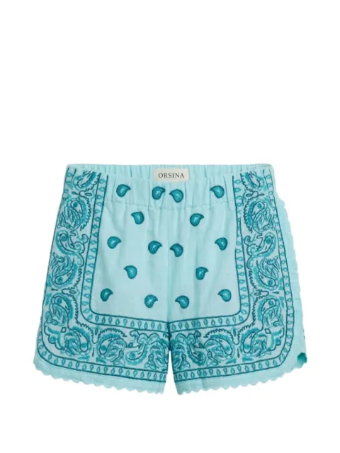 orsina embroidered bandana-print shorts