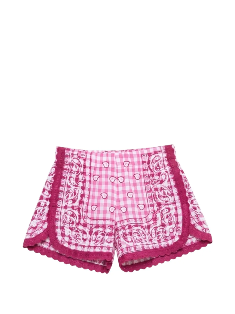 orsina gingham paisley-print shorts - Pink