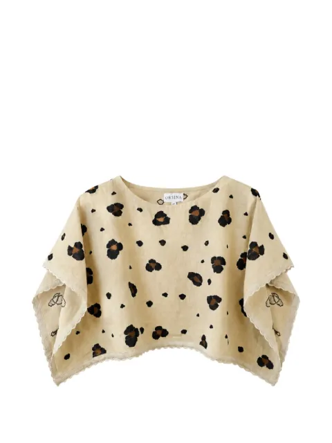 orsina animalier-print lace-trim top