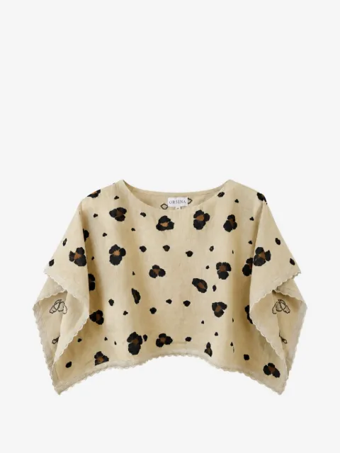 orsina animalier-print lace-trim top