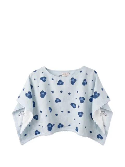 orsina leopard-print scalloped-edge top