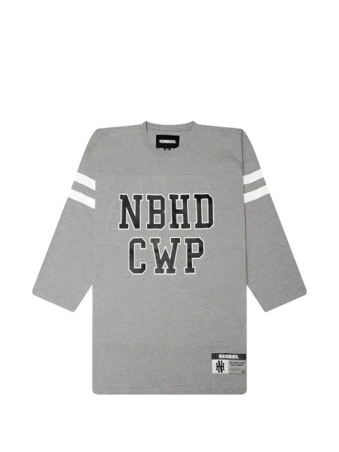 Neighborhood logo-print striped-sleeve T-shirt
