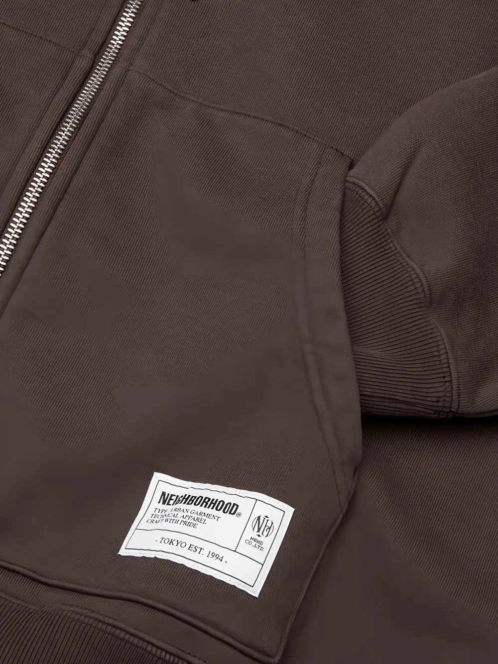 Neighborhood Hoodie met logoprint en rits Bruin