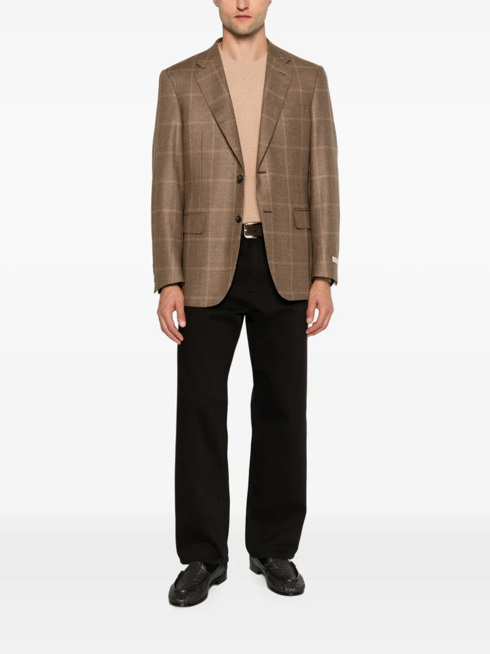 Canali Jack met enkele rij knopen Bruin