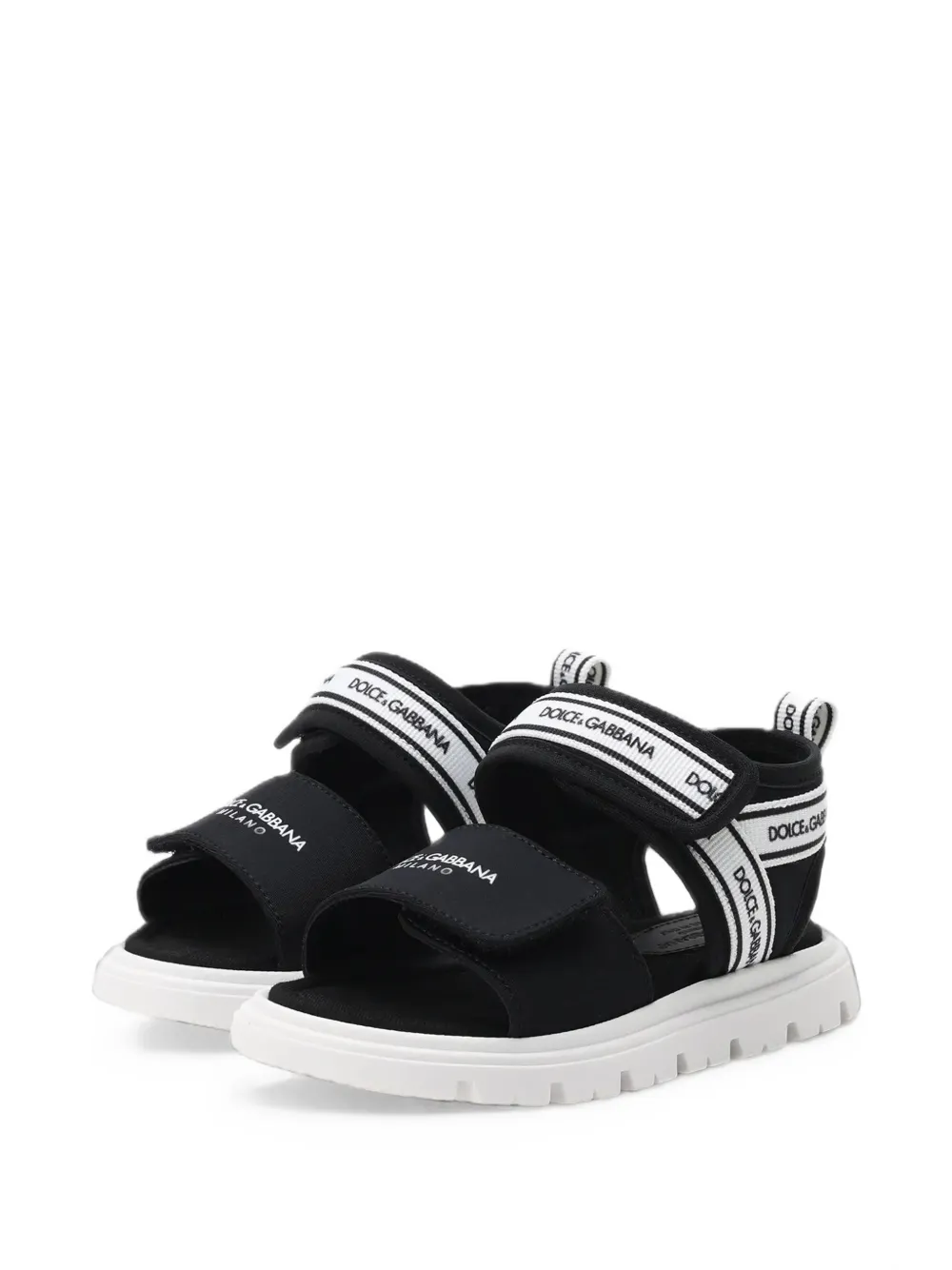 Dolce & Gabbana Kids logo-print touch-strap sandals - Nero