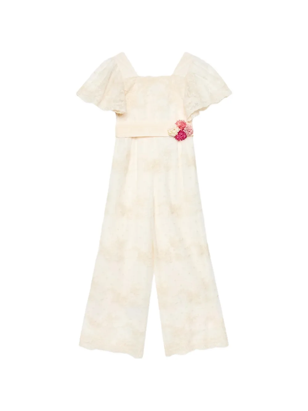 Abel & Lula lace-overlay floral-embellished jumpsuit - Toni neutri