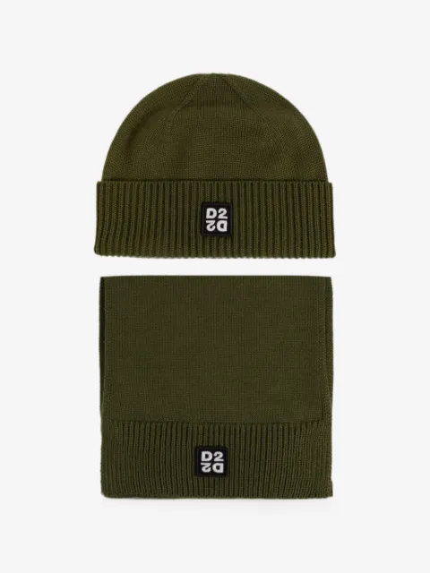 DSQUARED2 Ensemble bonnet et écharpe en maille à patch logo
