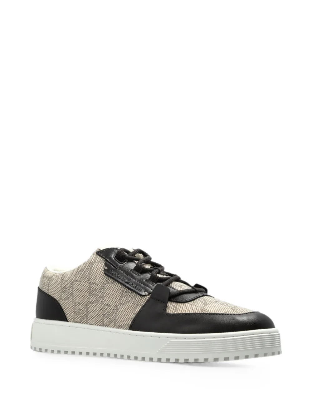 Emporio Armani Sneakers met monogram-print en vlakken Beige
