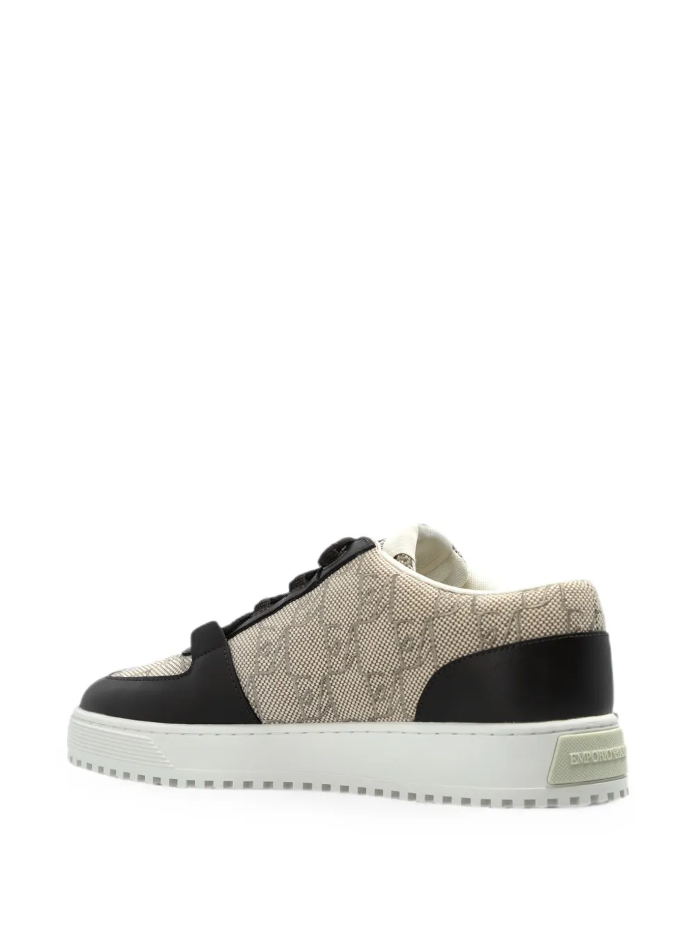 Emporio Armani Sneakers met monogram-print en vlakken Beige