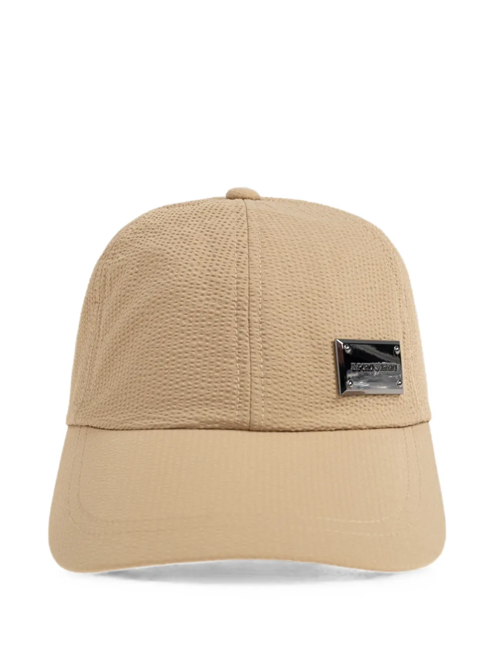 Emporio Armani logo-plaque seersucker baseball cap - Toni neutri