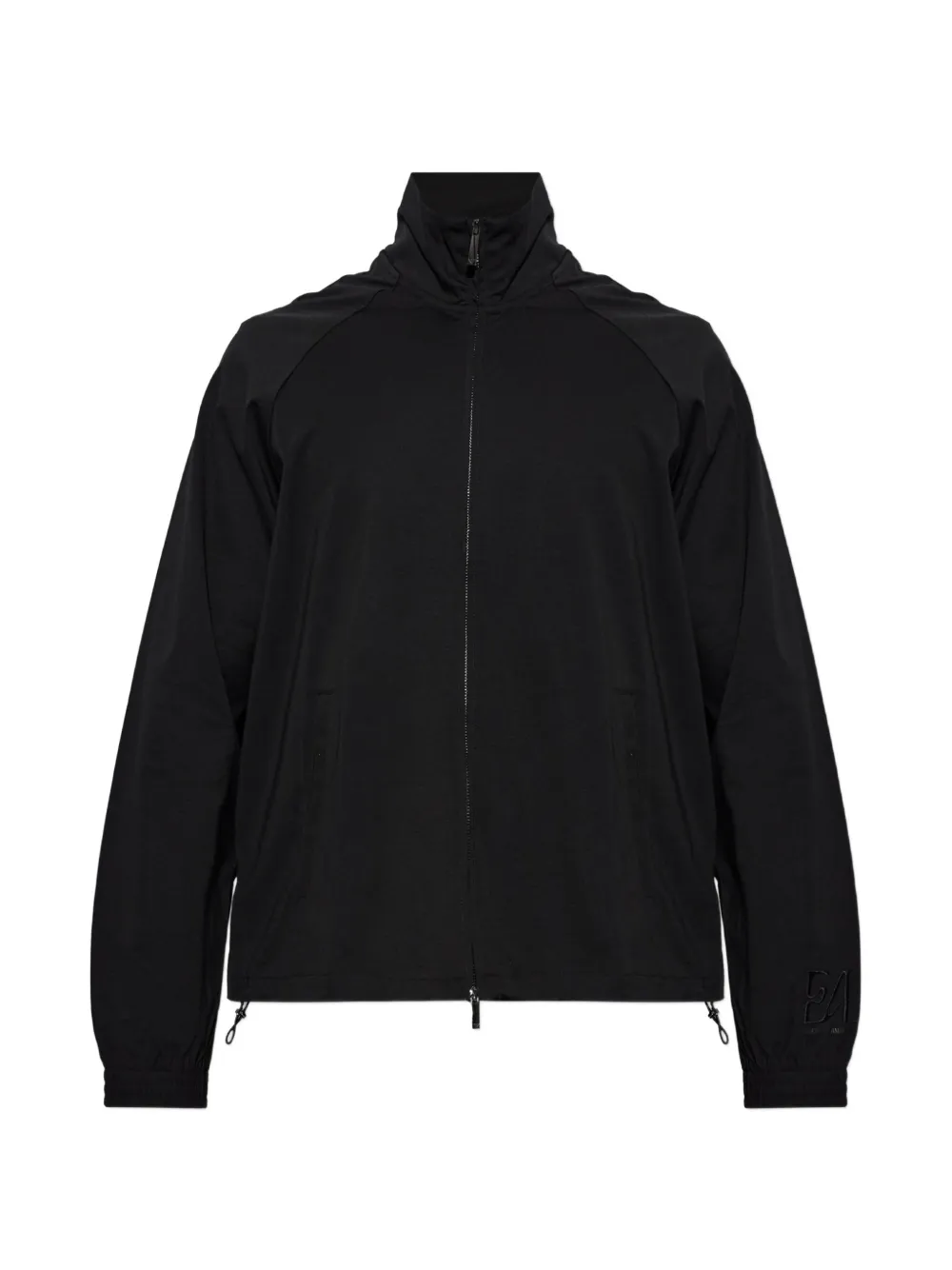 Emporio Armani logo-embroidered zip-up cardigan - Nero