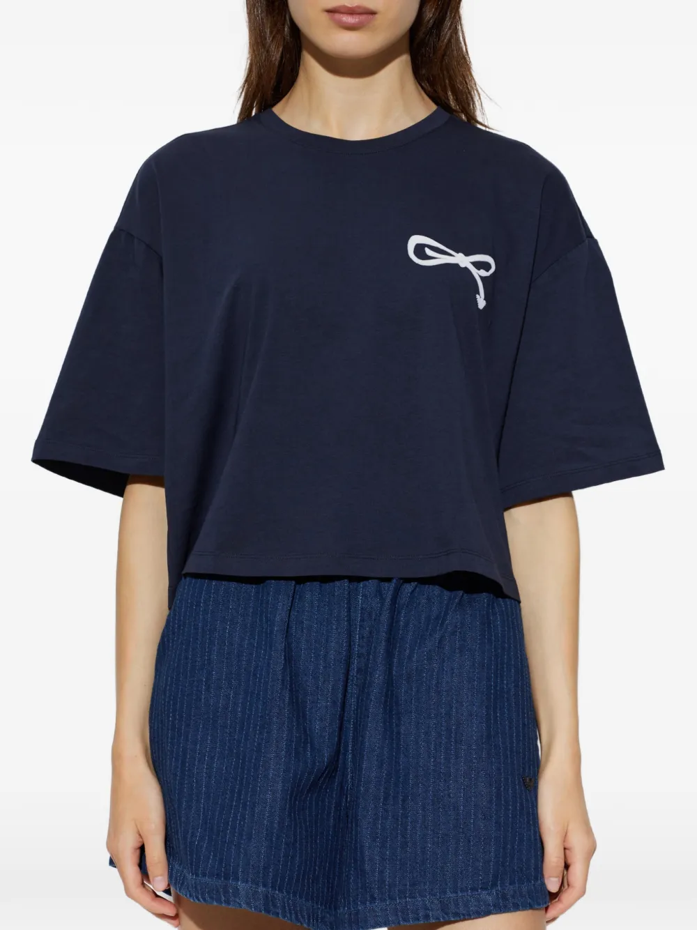 Emporio Armani T-shirt met strikdetail Blauw