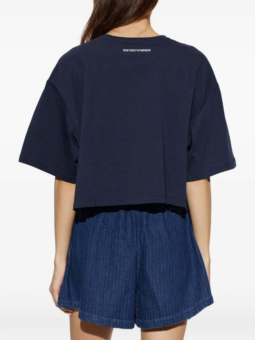 Emporio Armani T-shirt met strikdetail Blauw