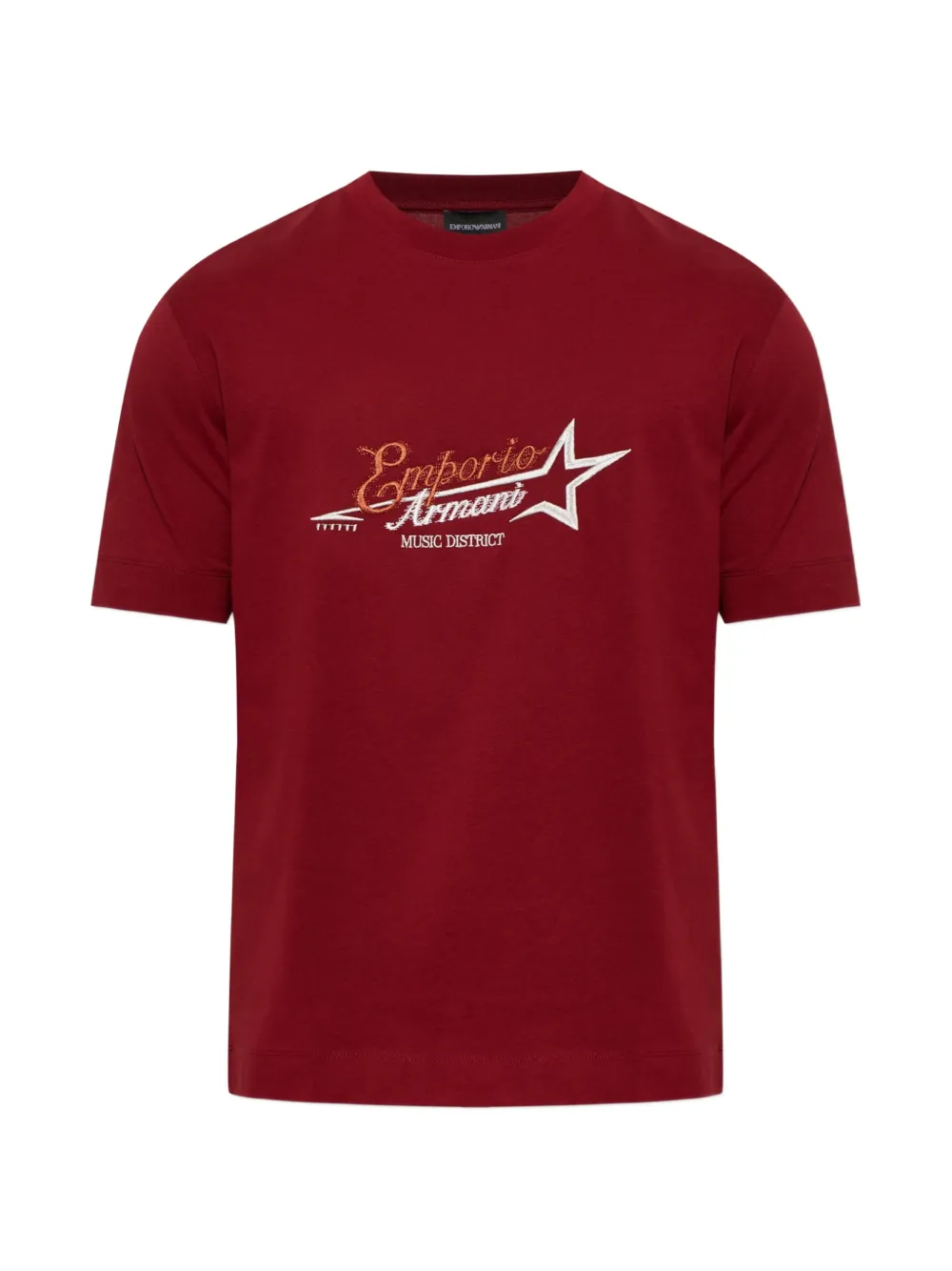 Emporio Armani embroidered logo T-shirt - Rosso