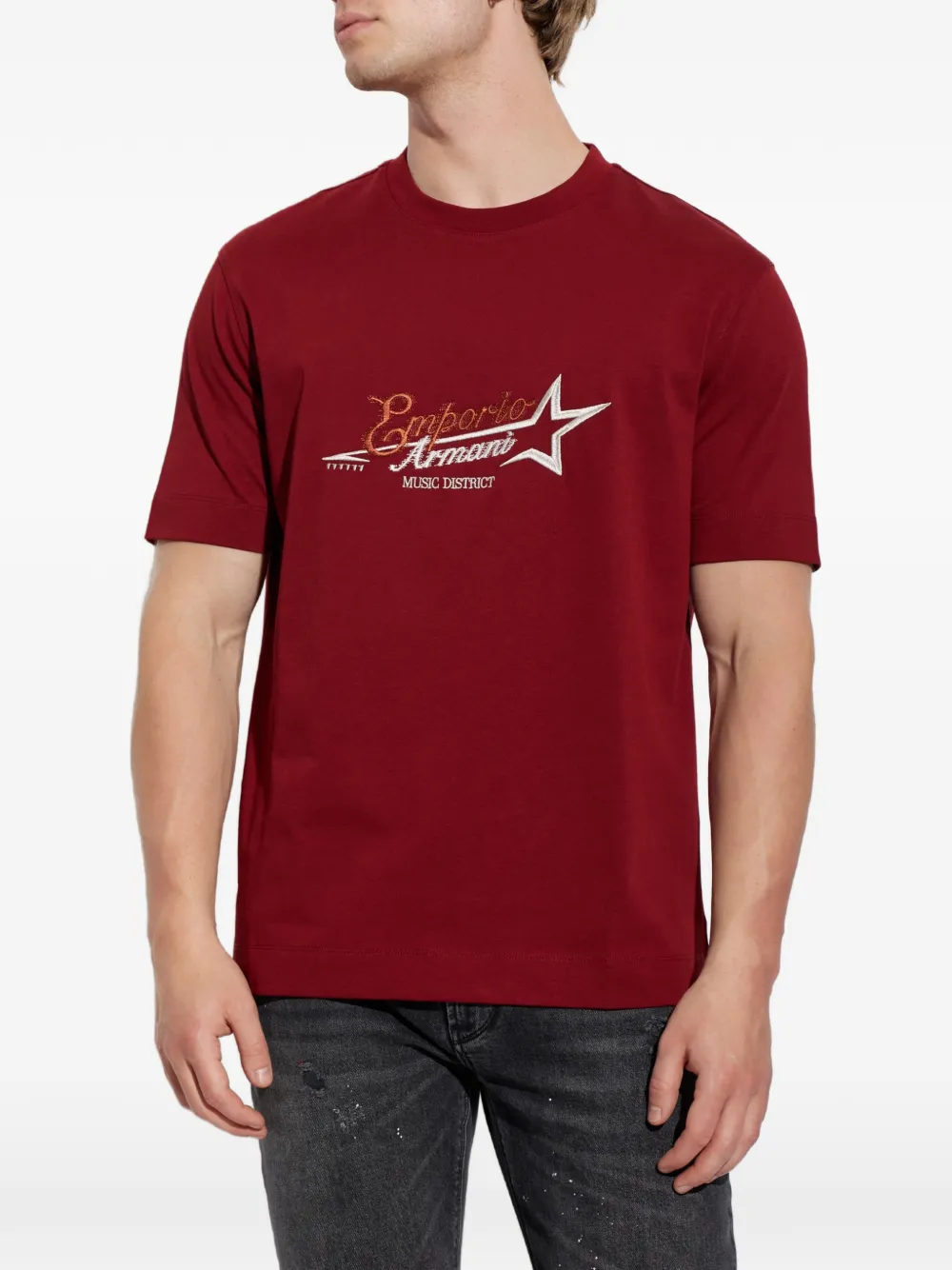 Emporio Armani T-shirt met geborduurd logo Rood