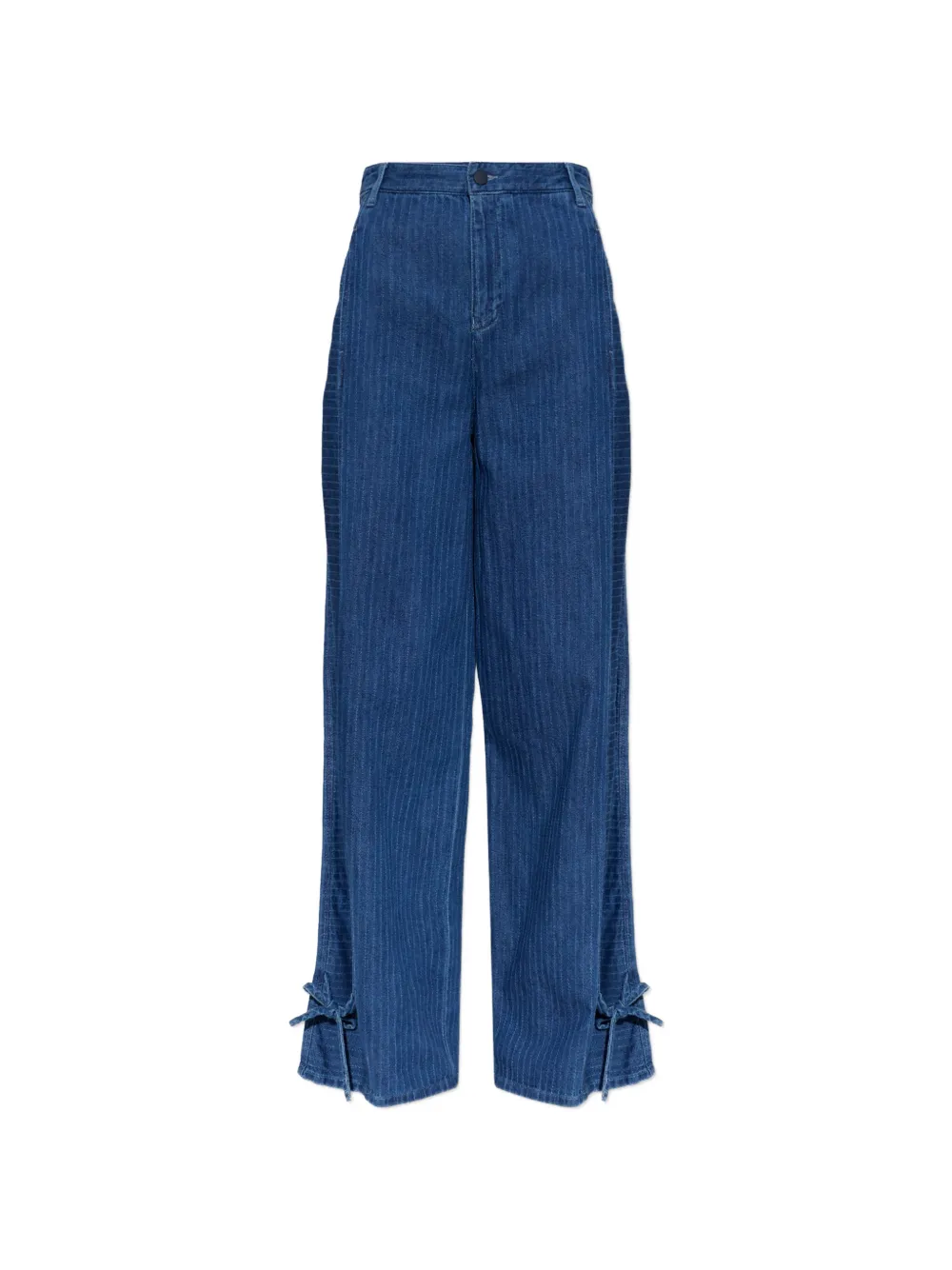 Emporio Armani Herringbone-pattern Tie-fastening Jeans In Blue