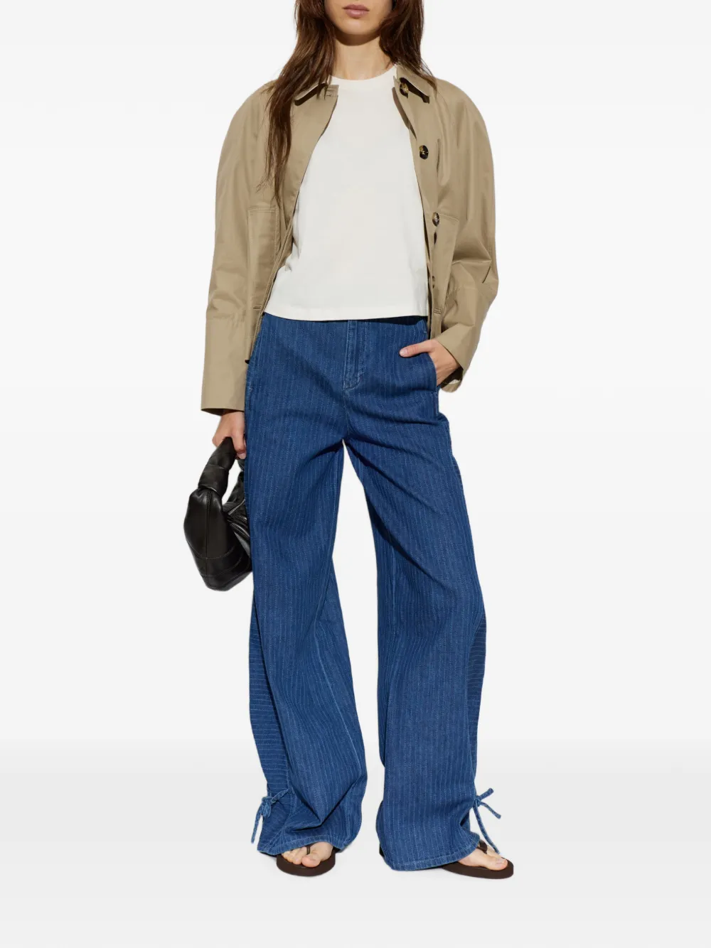 Emporio Armani Jeans met visgraatpatroon en striksluiting Blauw