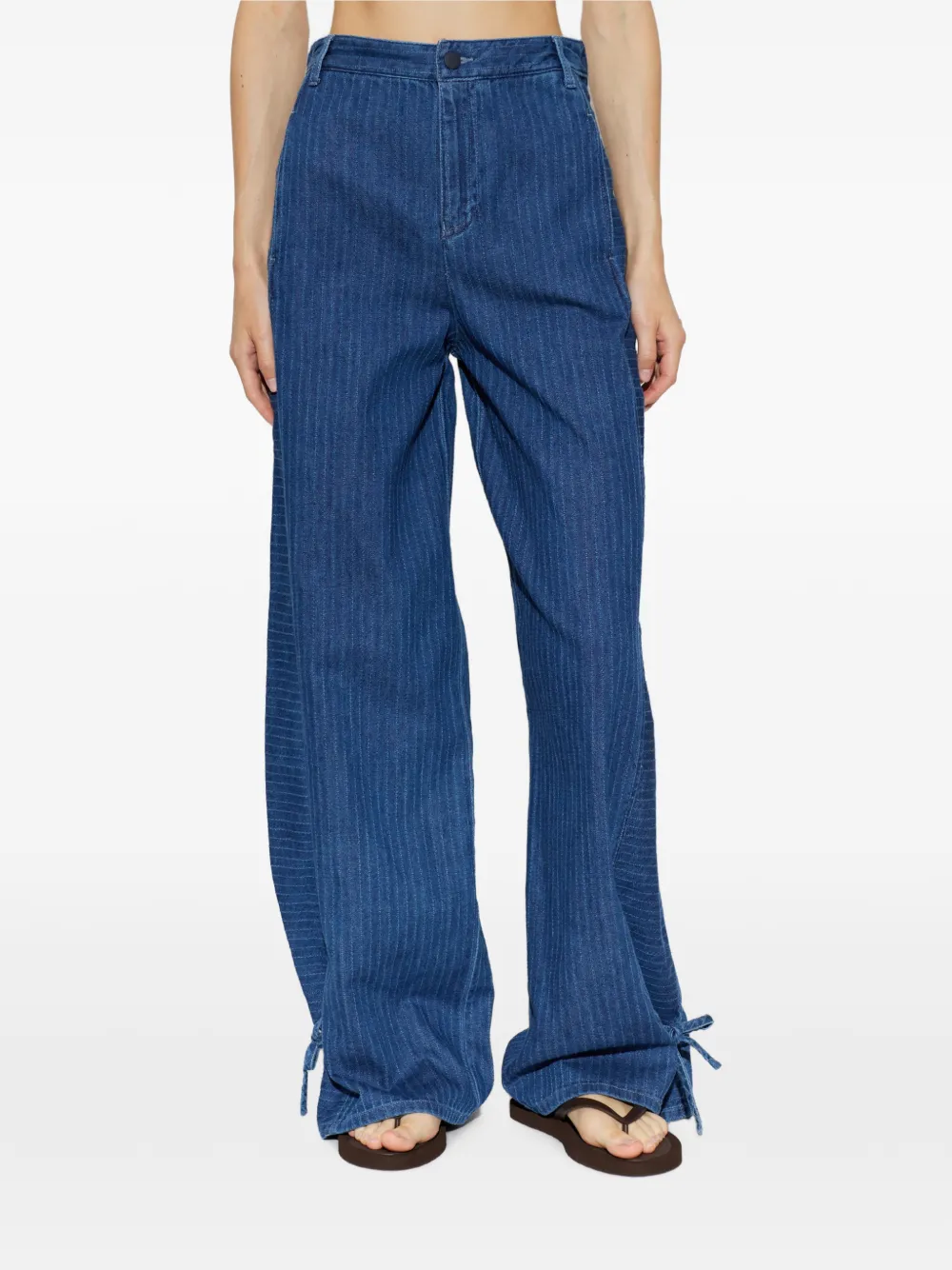 Emporio Armani Jeans met visgraatpatroon en striksluiting Blauw