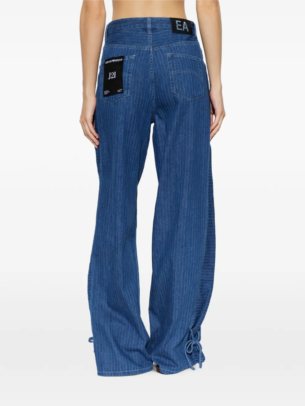 Emporio Armani Jeans met visgraatpatroon en striksluiting Blauw