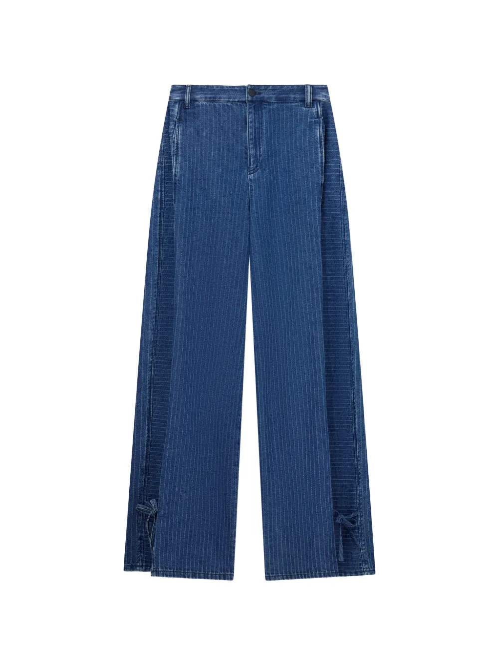 Emporio Armani herringbone-pattern tie-fastening jeans - Blu