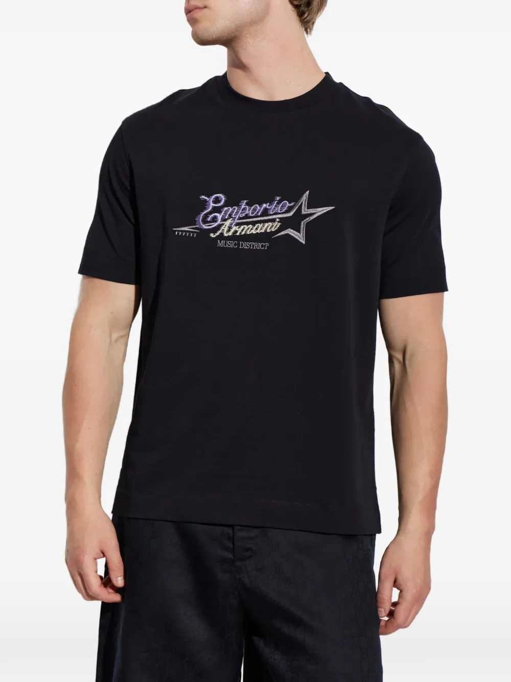 Emporio Armani T-shirt met geborduurd logo Zwart