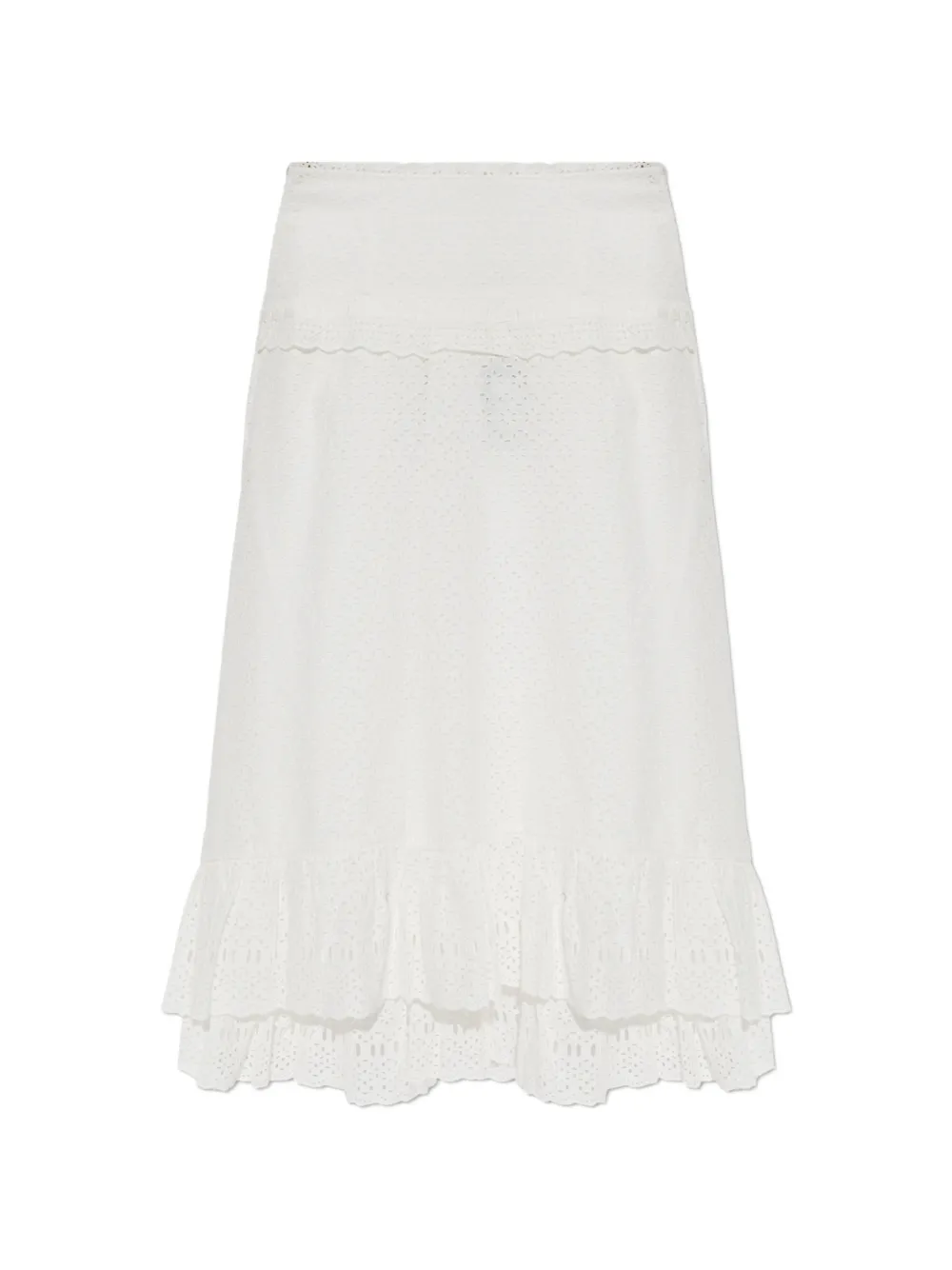 Ulla Johnson Violetta broderie-anglaise ruffled midi skirt - Bianco