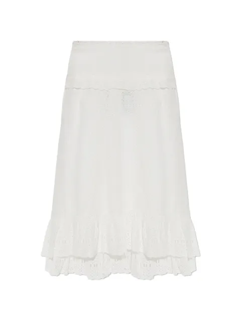Ulla Johnson Violetta broderie-anglaise ruffled midi skirt