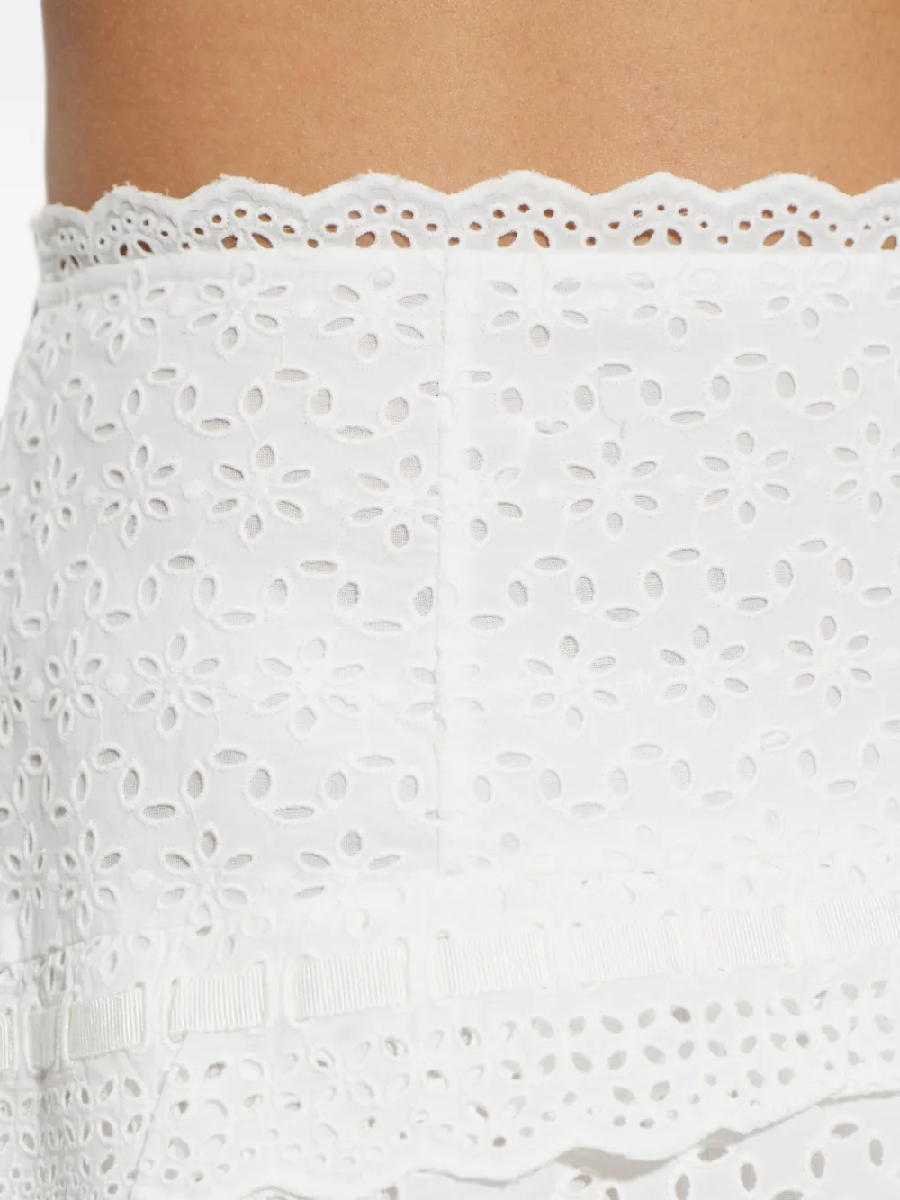 Ulla Johnson Violetta broderie anglaise midi-rok met ruches Wit
