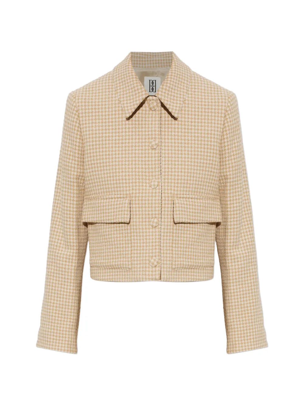 By Malene Birger Annie houndstooth-pattern cropped jacket - Nude