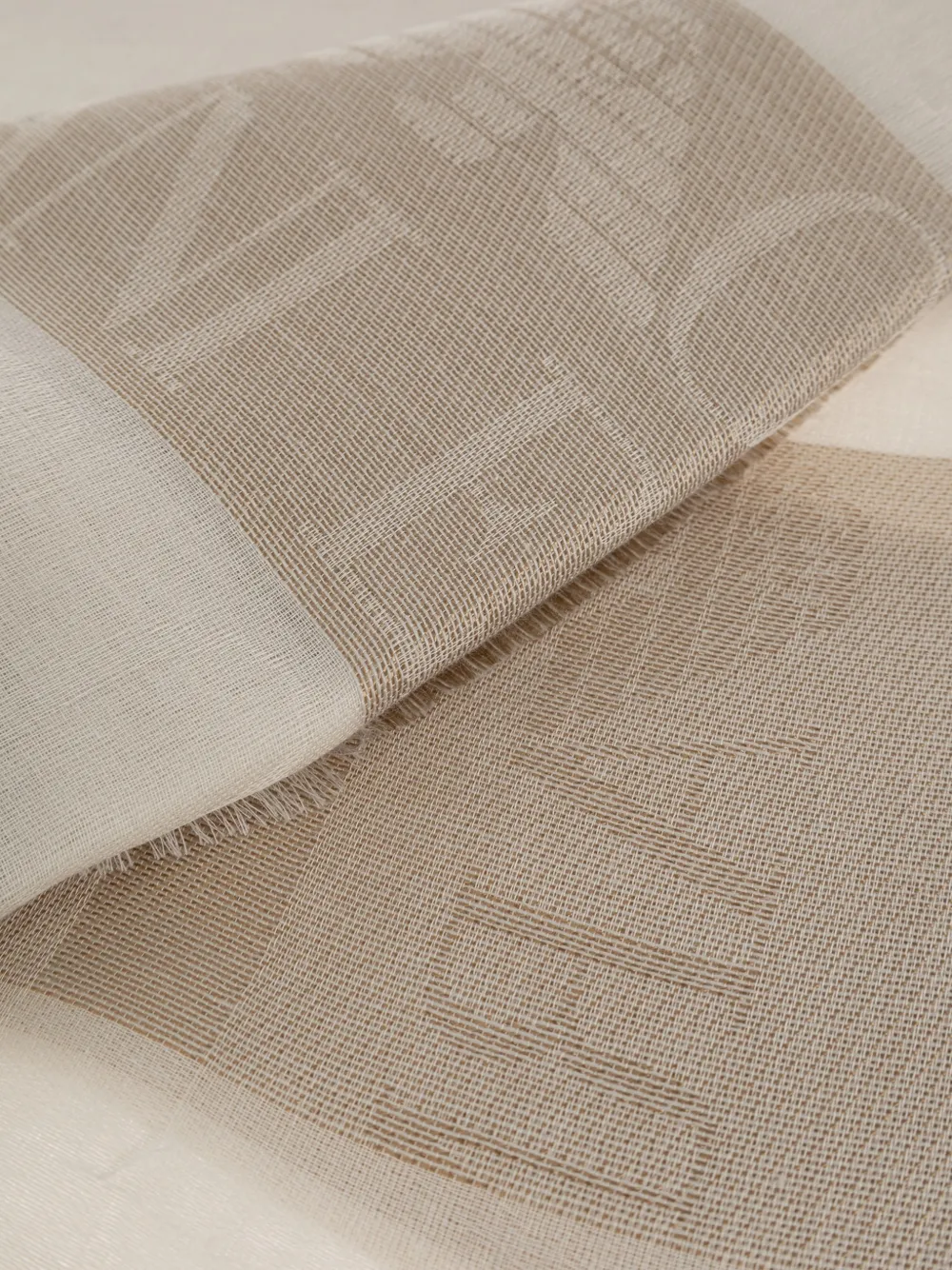 Emporio Armani Logo-jacquard Frayed Scarf in Neutrals, view 3