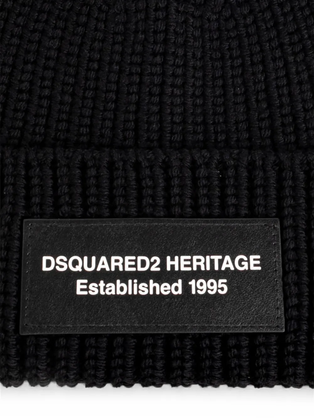 DSQUARED2 Heritage ribgebreide muts met logo-patch Zwart