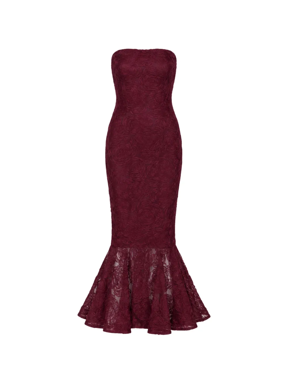 ROTATE BIRGER CHRISTENSEN flower mesh flounce maxi dress - Rosso