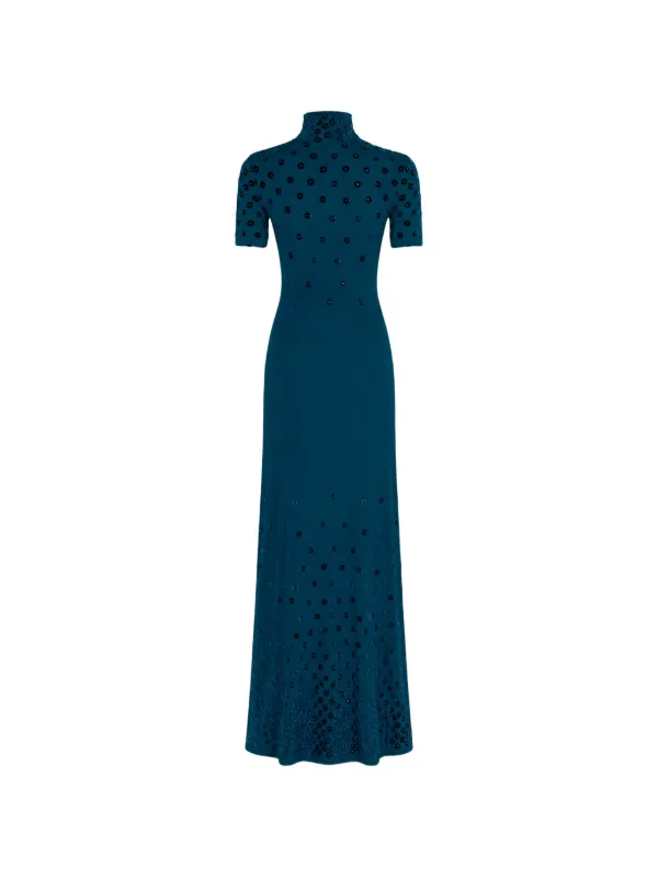 Rabanne velvet-detail Maxi Dress | Blue