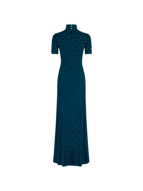 Rabanne velvet-detail maxi dress