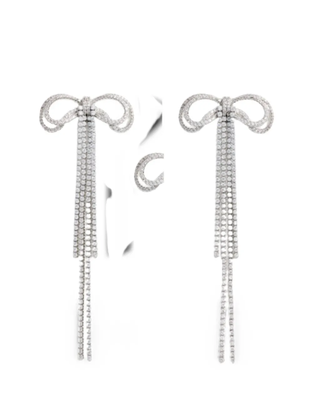 Self-portrait Crystal-embellished Bow Earrings In Metallic