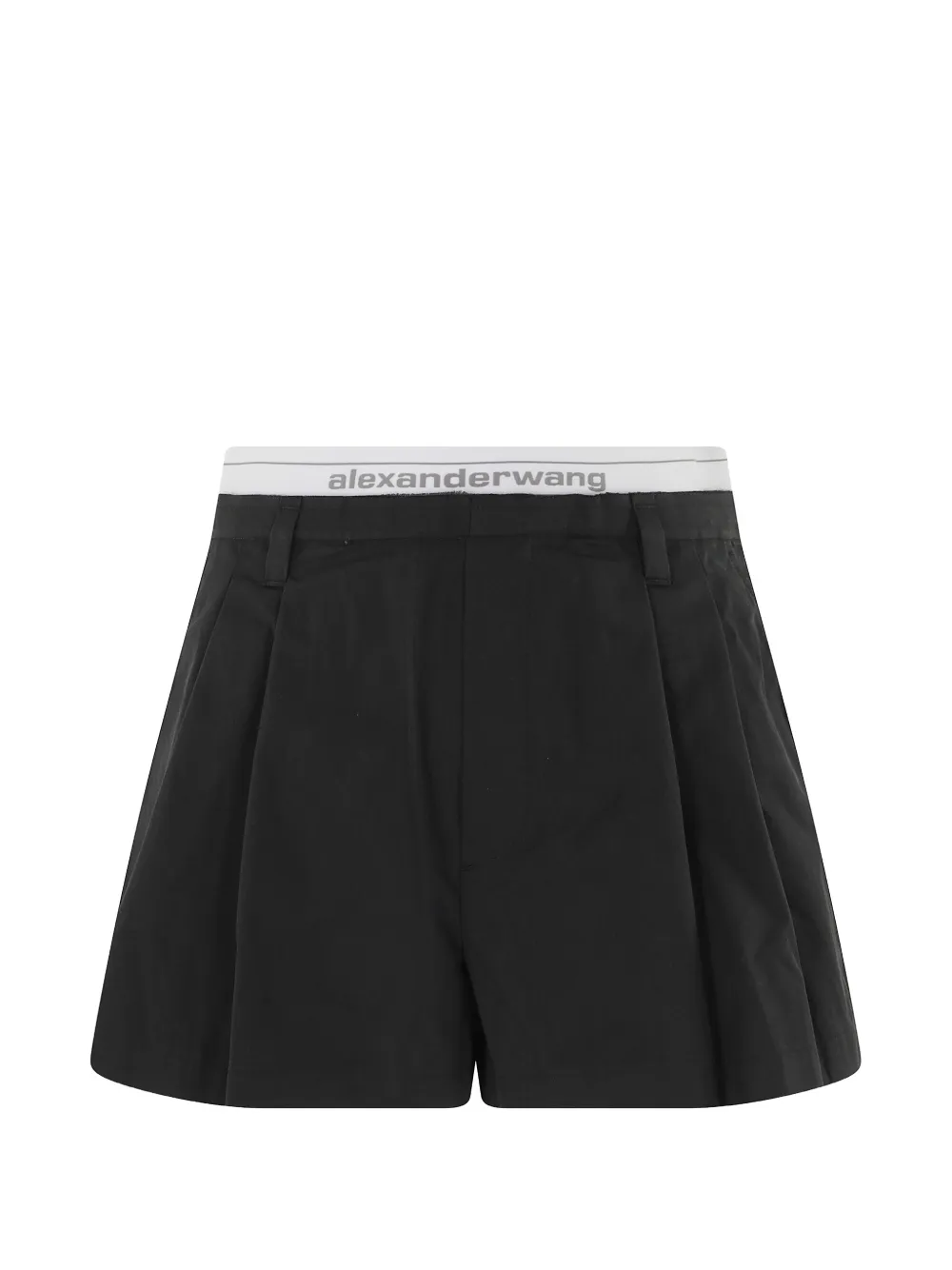 Alexander Wang logo-elastic pleated shorts - Nero