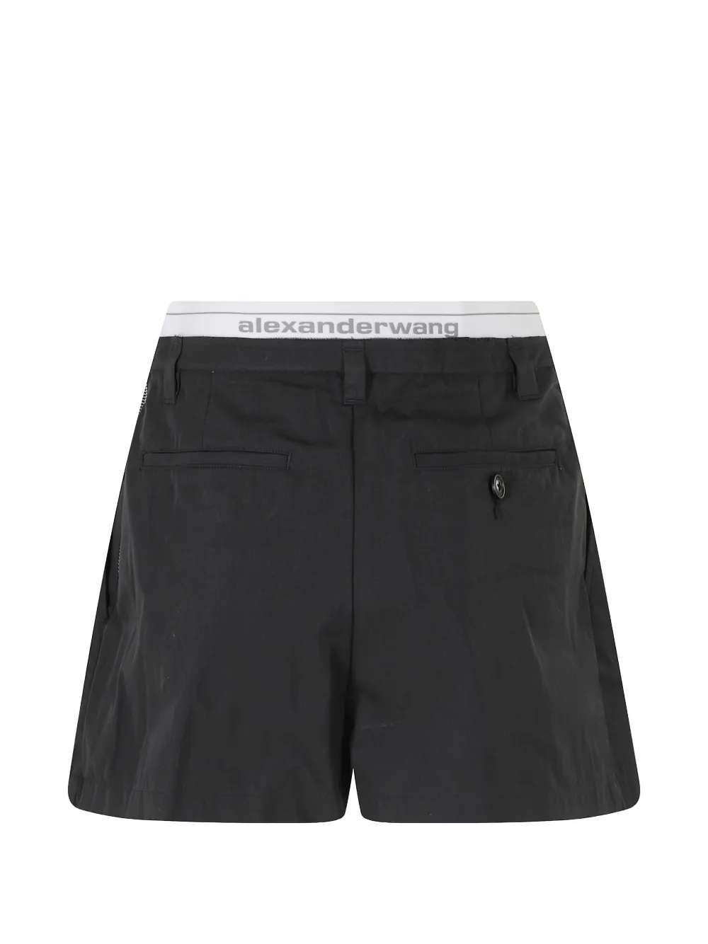 Alexander Wang Geplooide shorts met elastisch logo Zwart