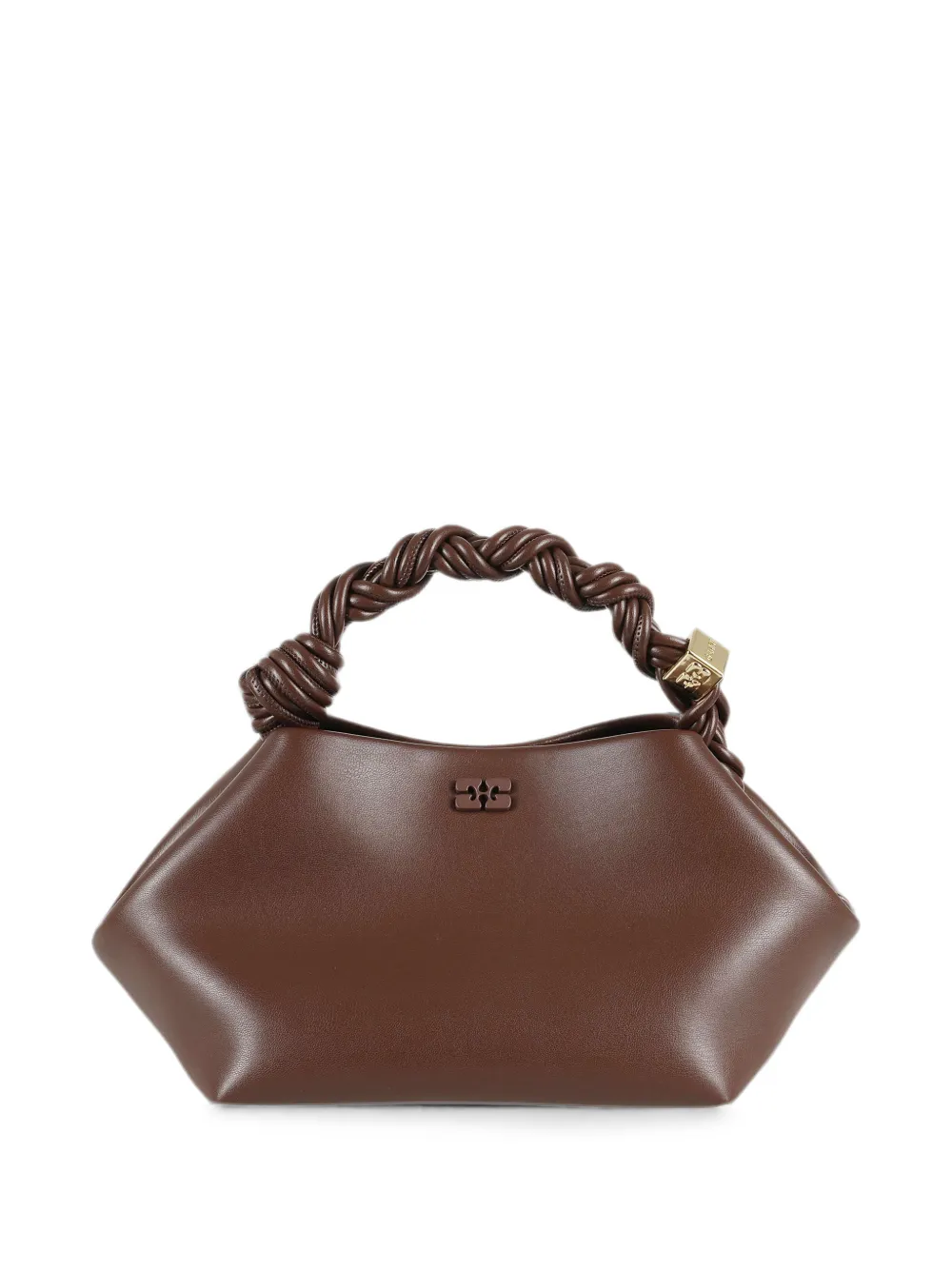 GANNI Small Bou braided-handle tote bag - Marrone