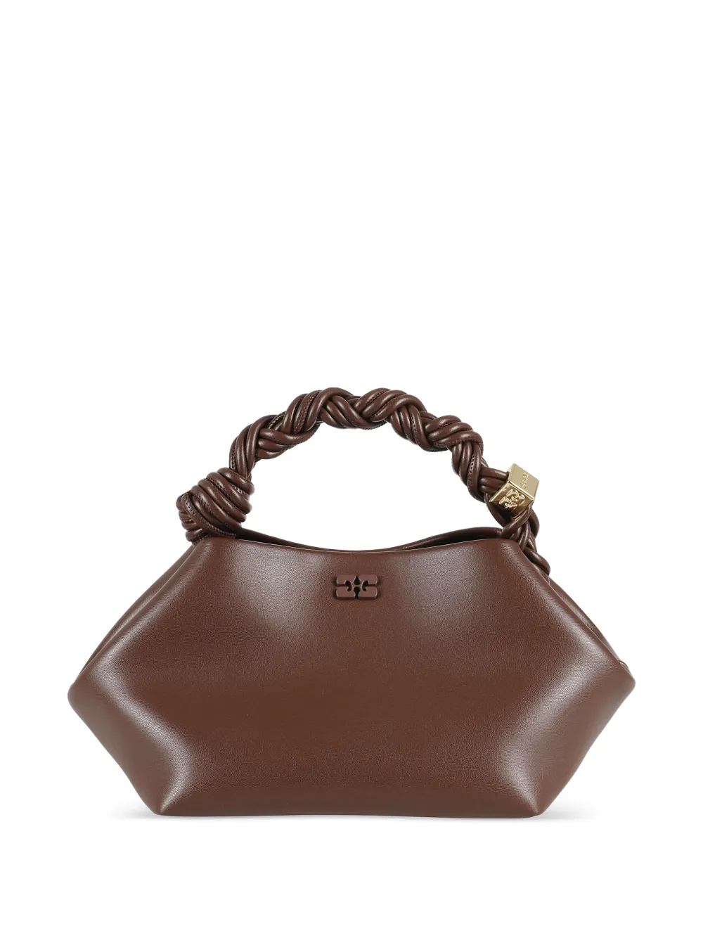 GANNI Small Bou braided-handle tote bag - Marrone