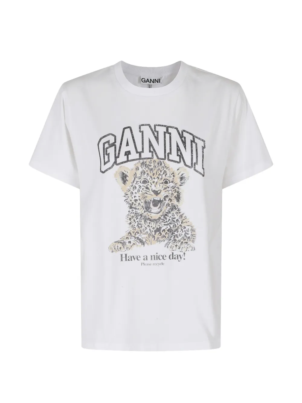 GANNI leopard-print T-shirt - Bianco