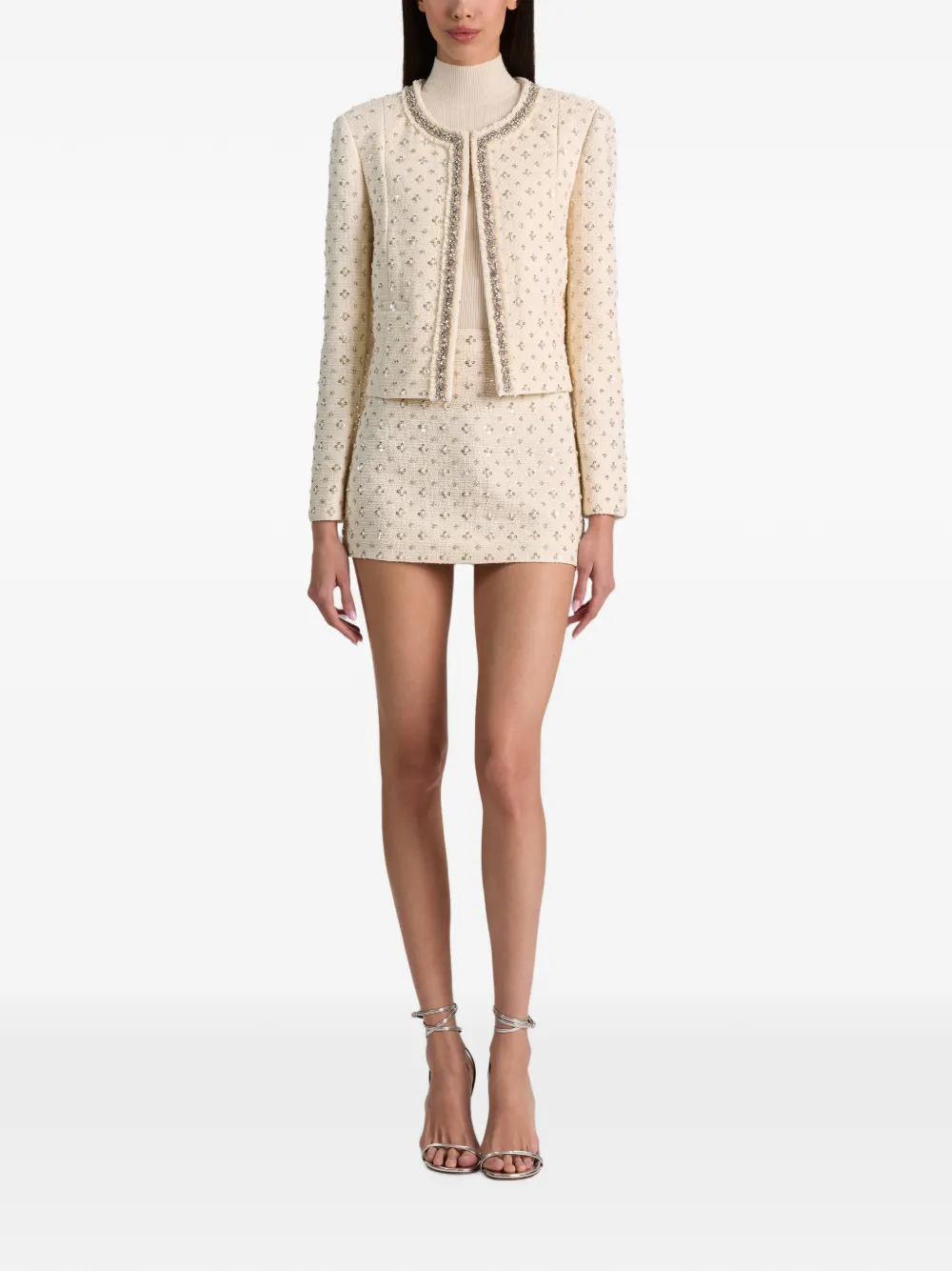 alice + olivia Rubi verfraaide mini-rok Wit