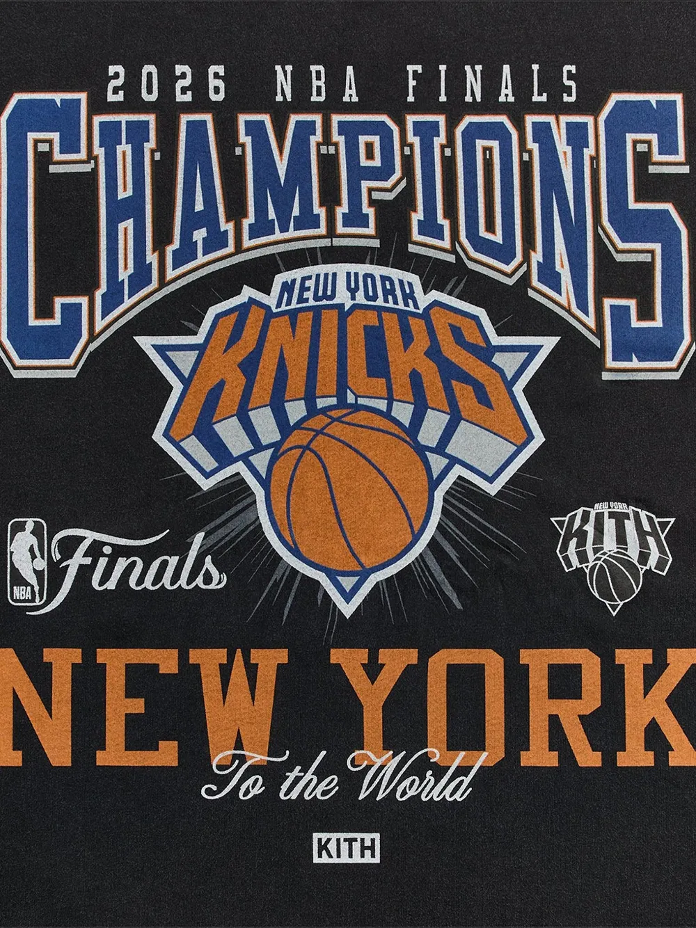 KITH x New York Knicks 2026 Champions T-shirt met grafische print Zwart