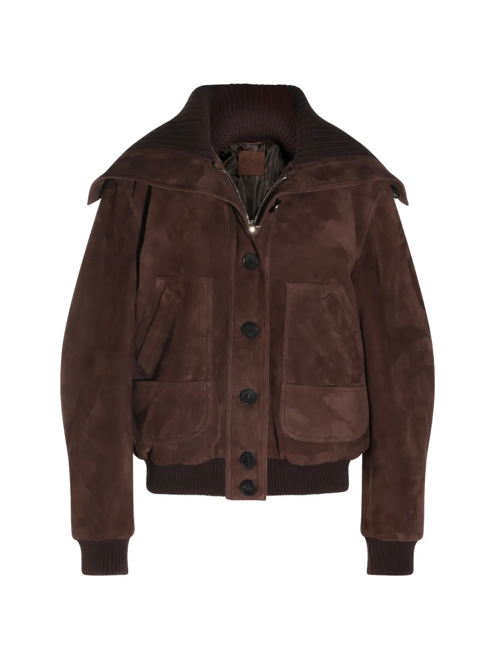 The Attico ribbed-collar suede jacket - Braun