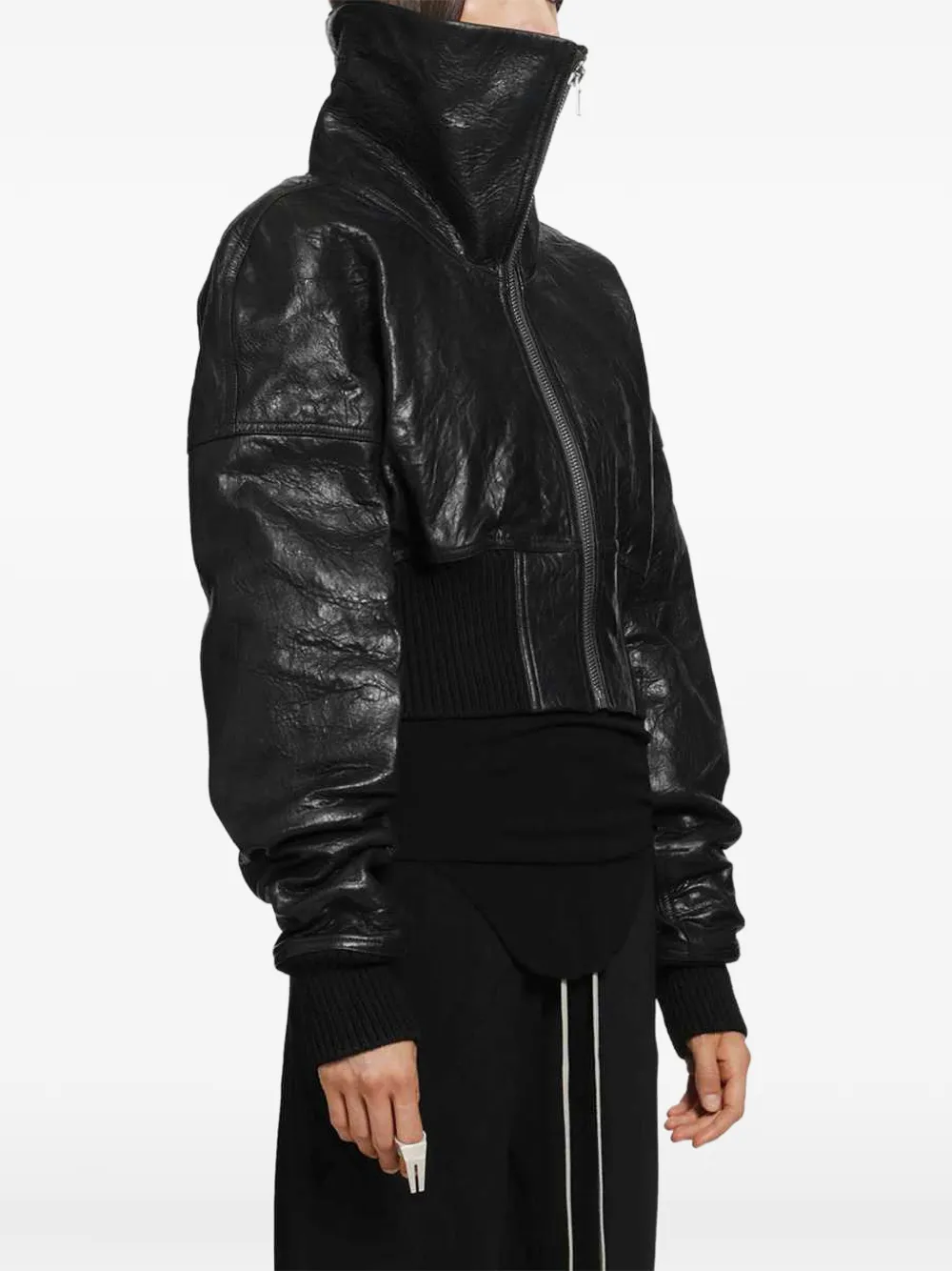 Rick Owens Draculight cropped jack met tunnelhals Zwart